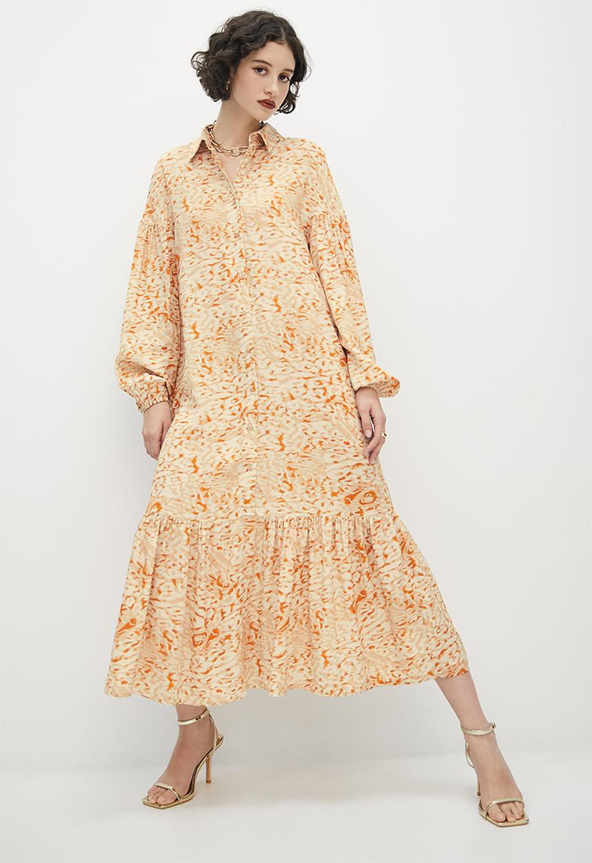 VELVET - Printed drop neck shirt dress - abstract animal
