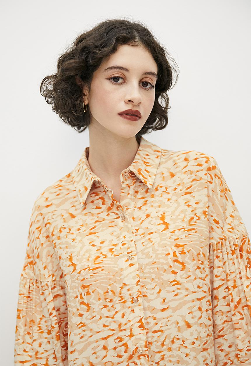 VELVET - Printed drop neck shirt dress - abstract animal