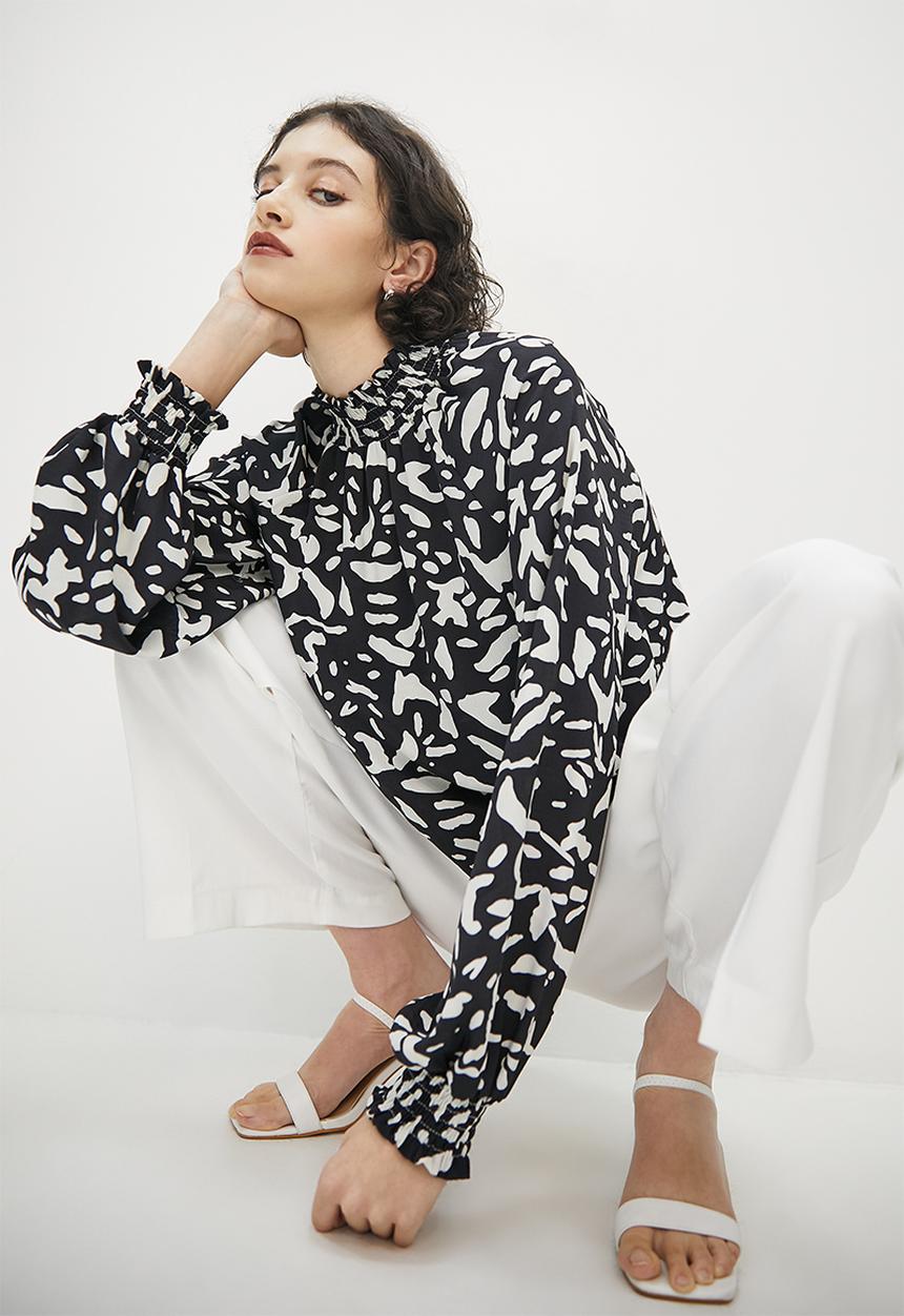 VELVET - Printed piecrust neck blouse - multiprint