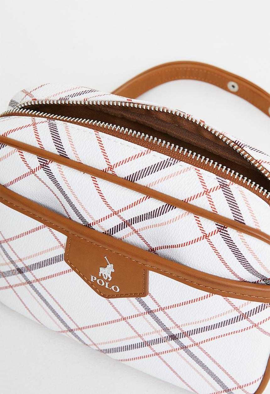 POLO - Tartan camera bag - white
