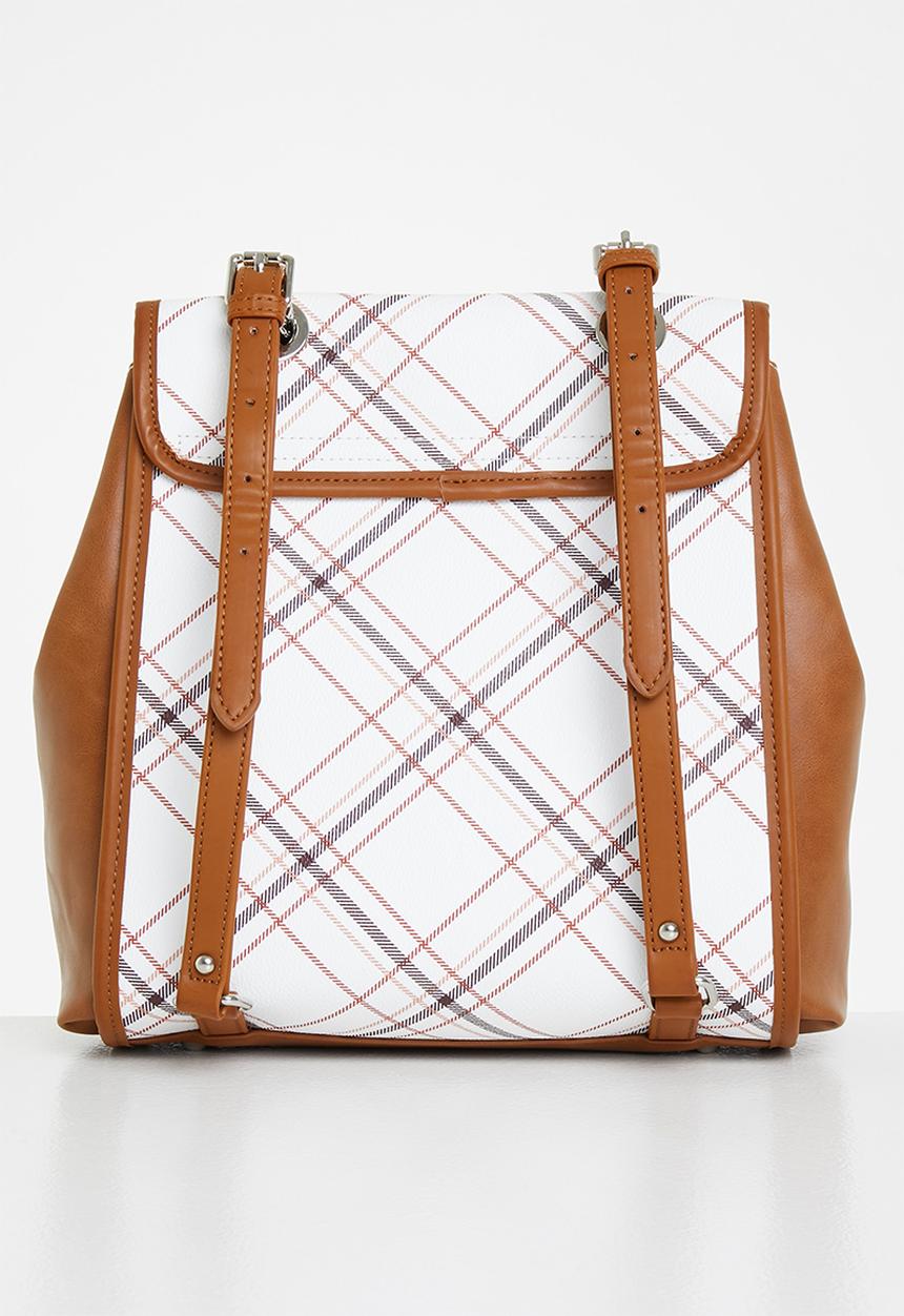 POLO - Tartan backpack - white