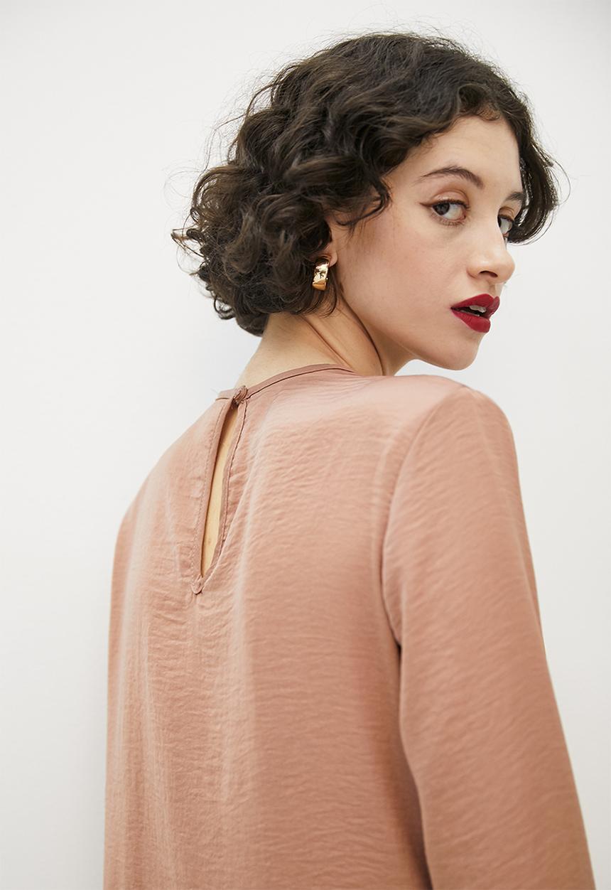 VELVET - Luxe draped neckline blouse - taupe