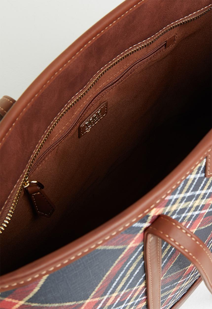 POLO - Tartan tote - black