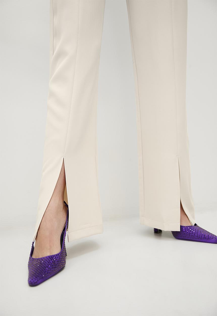 VELVET - Wide leg formal trouser - neutral
