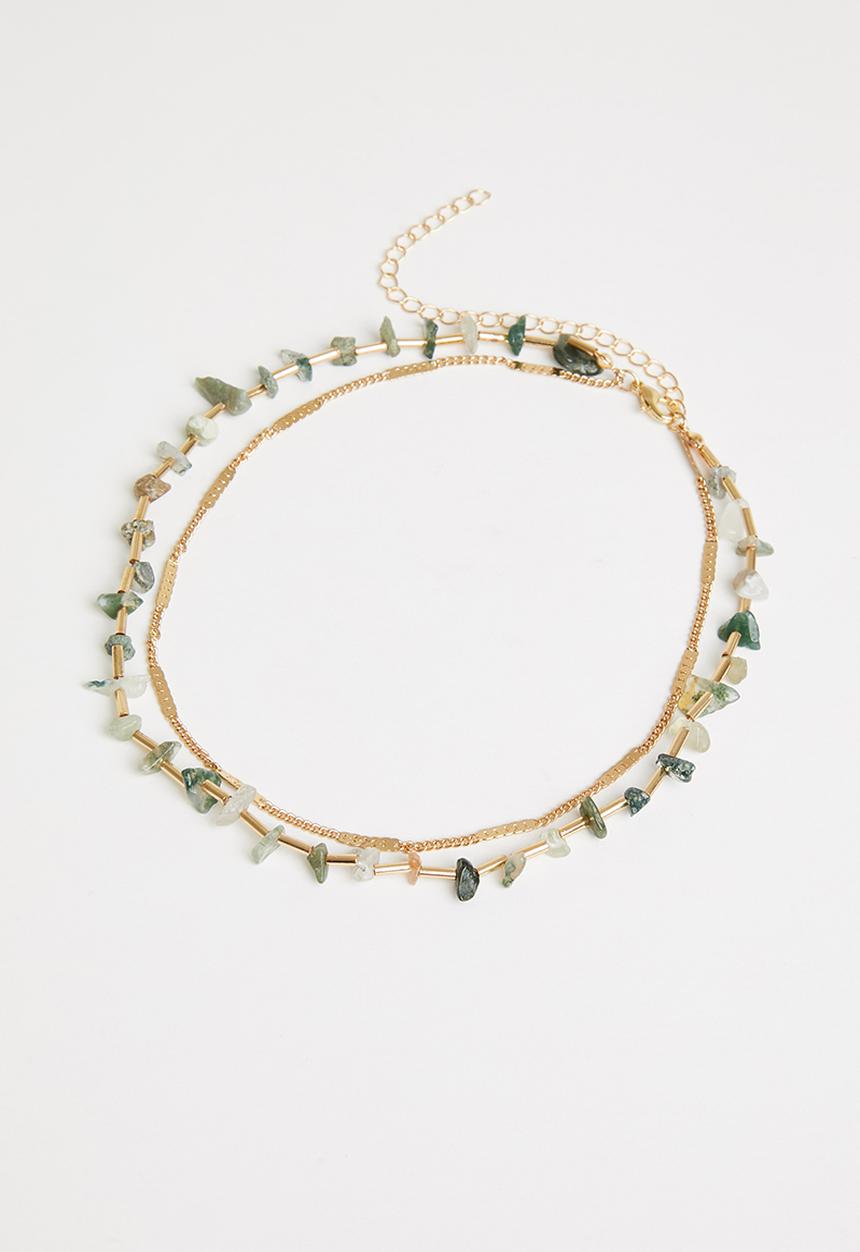 Superbalist - Amelia layered necklace - gold & green