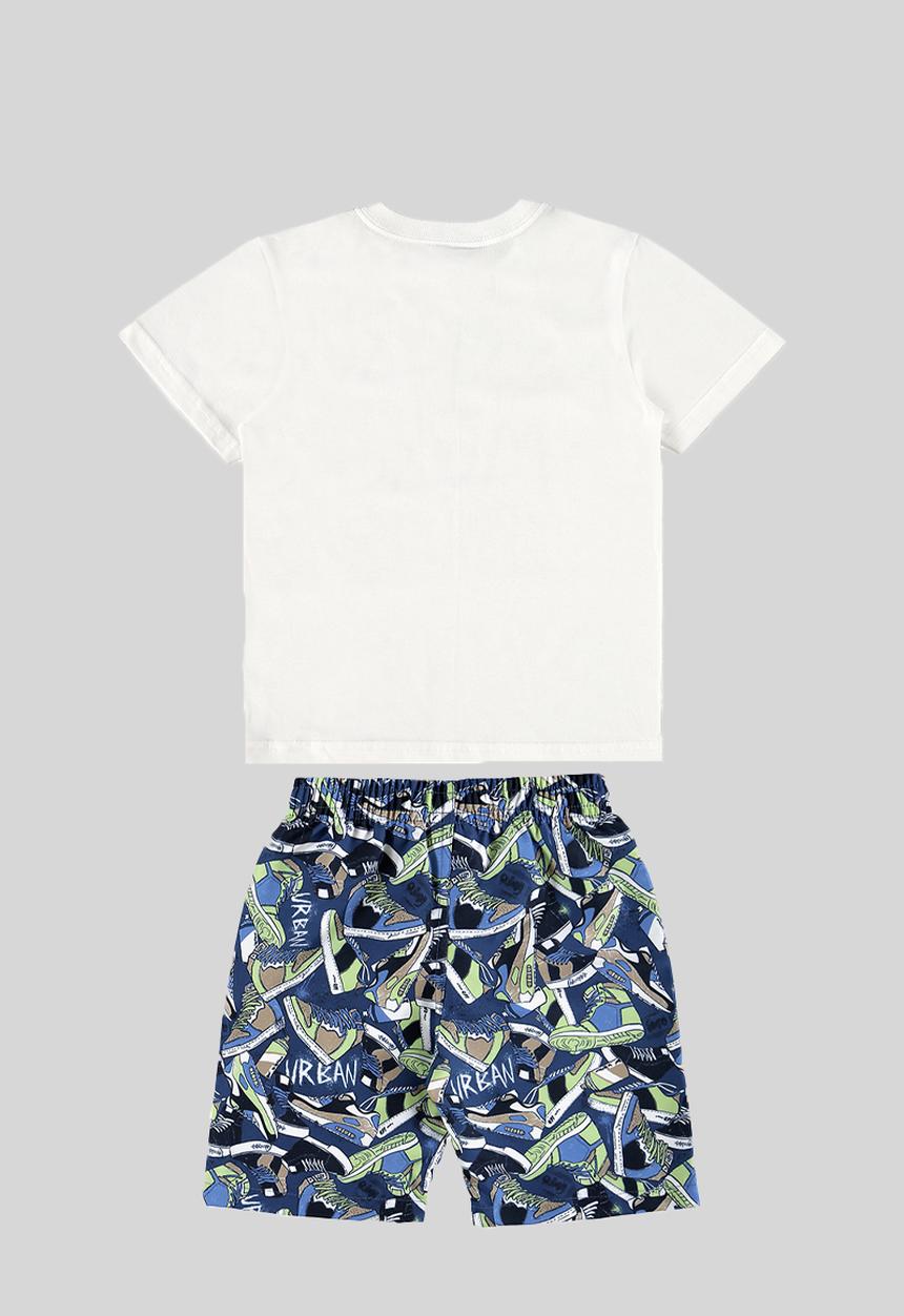 Quimby - Tee and microfiber bermuda set - white