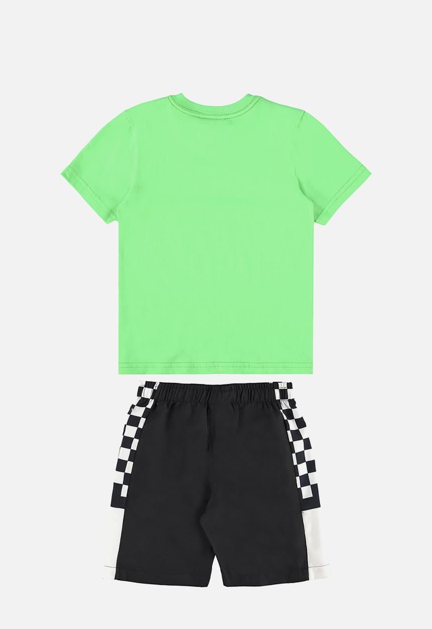 Quimby - Tee and microfiber bermuda set - green & black