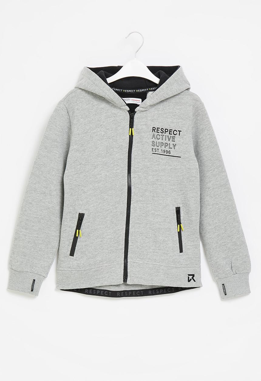 MINOTI - Teen boys respect fleece zip thru - grey 