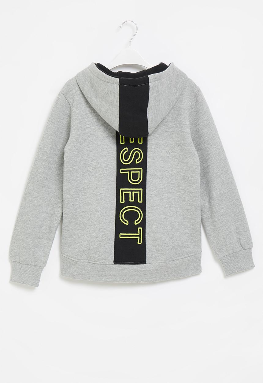 MINOTI - Teen boys respect fleece zip thru - grey 