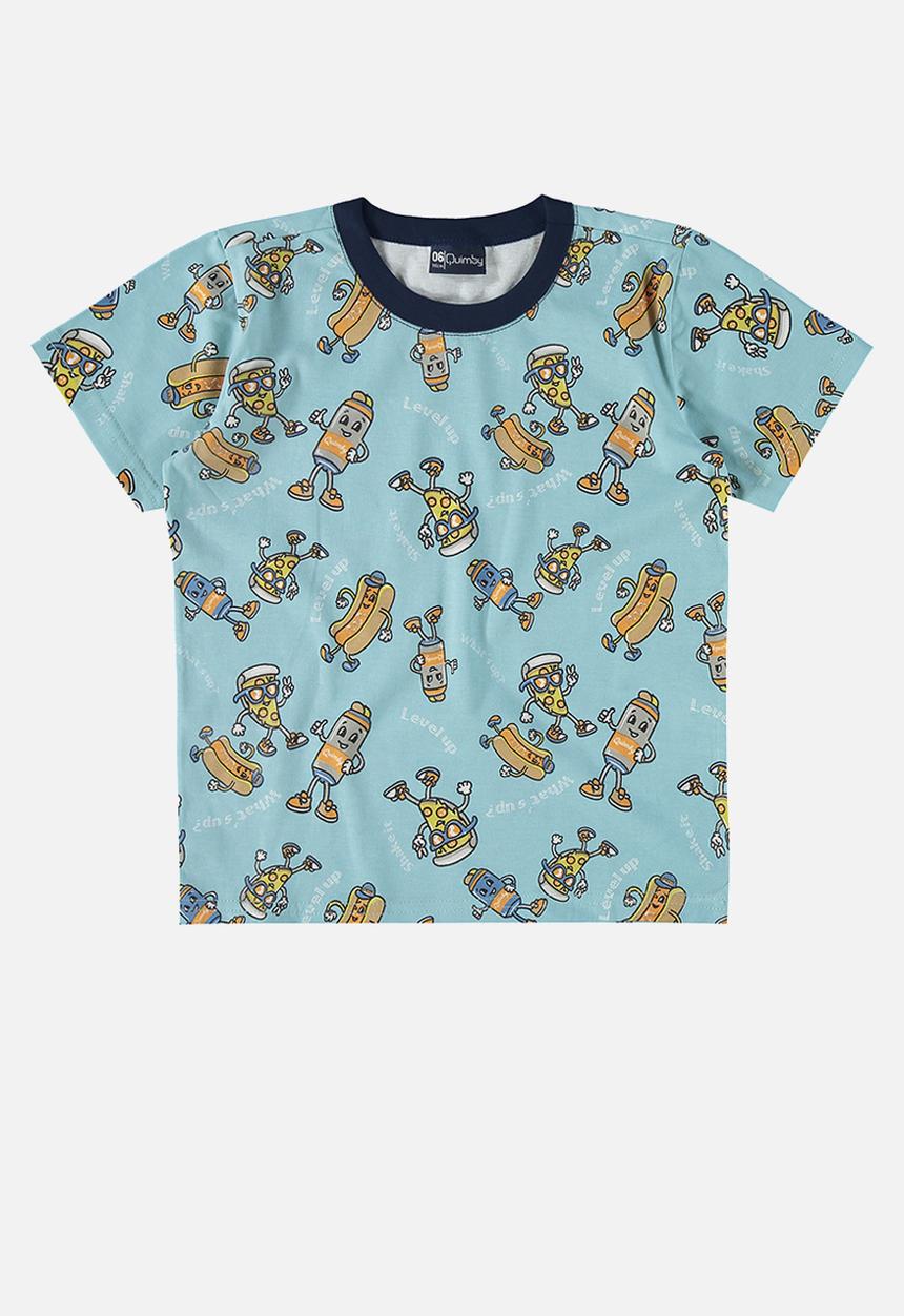 Quimby - Tee and bermuda pajama set - green & blue 