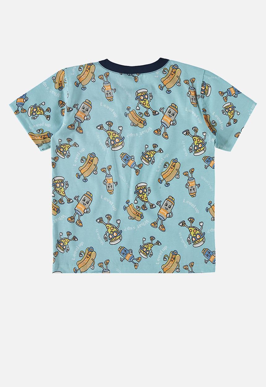 Quimby - Tee and bermuda pajama set - green & blue 