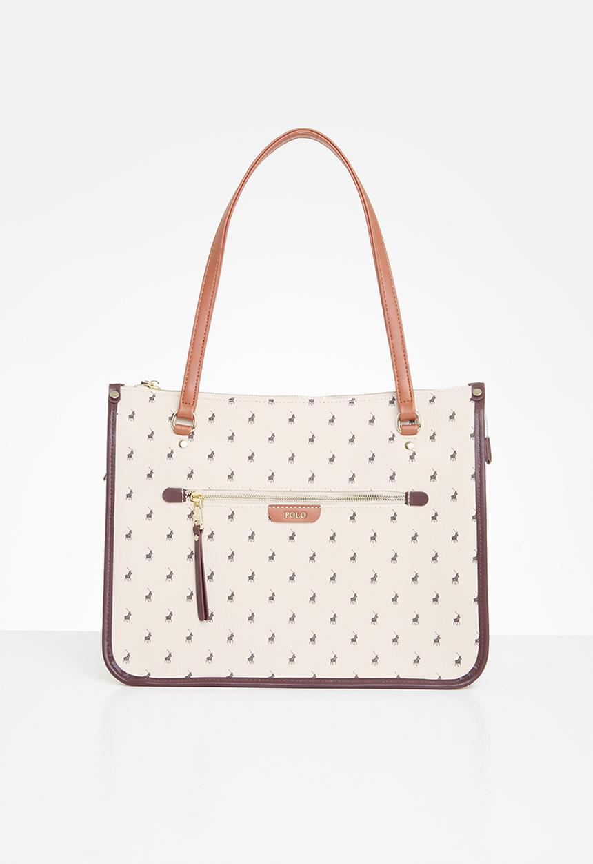 POLO - Ascot tote - cream & brown 