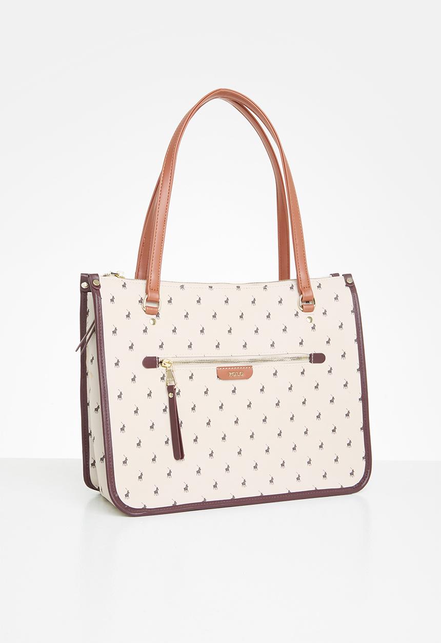 POLO - Ascot tote - cream & brown 
