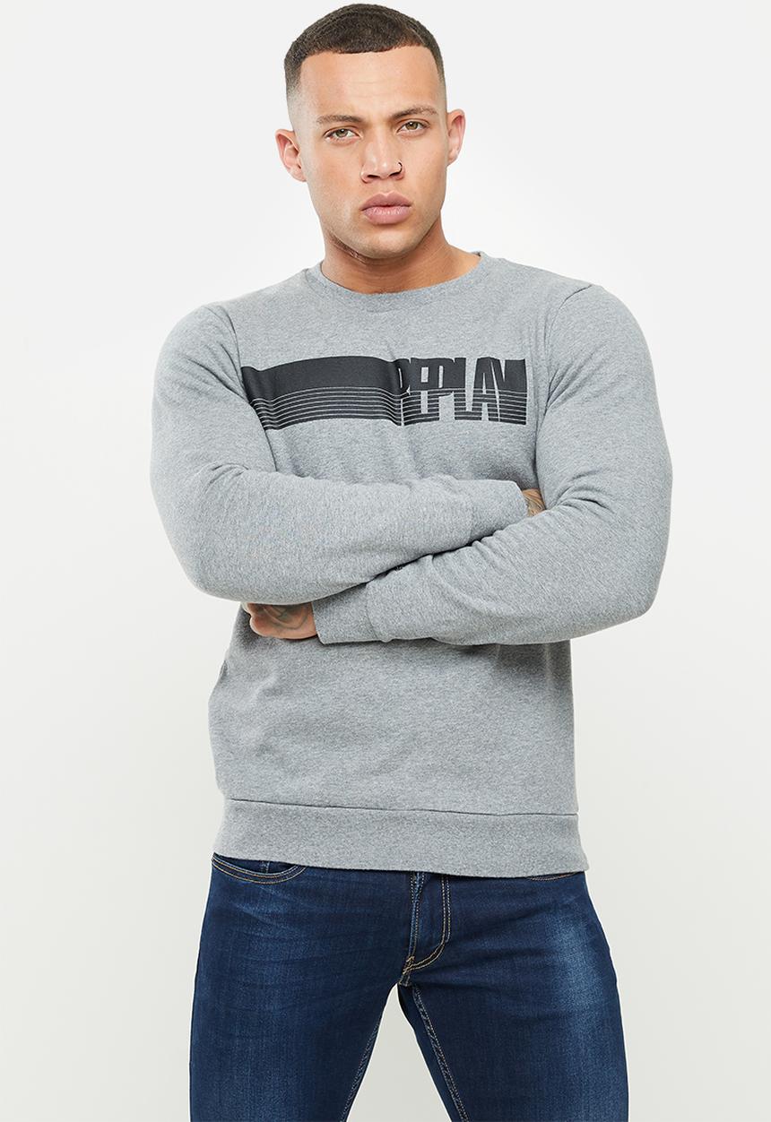 Replay - Replay side printed logo sweat crew - grey