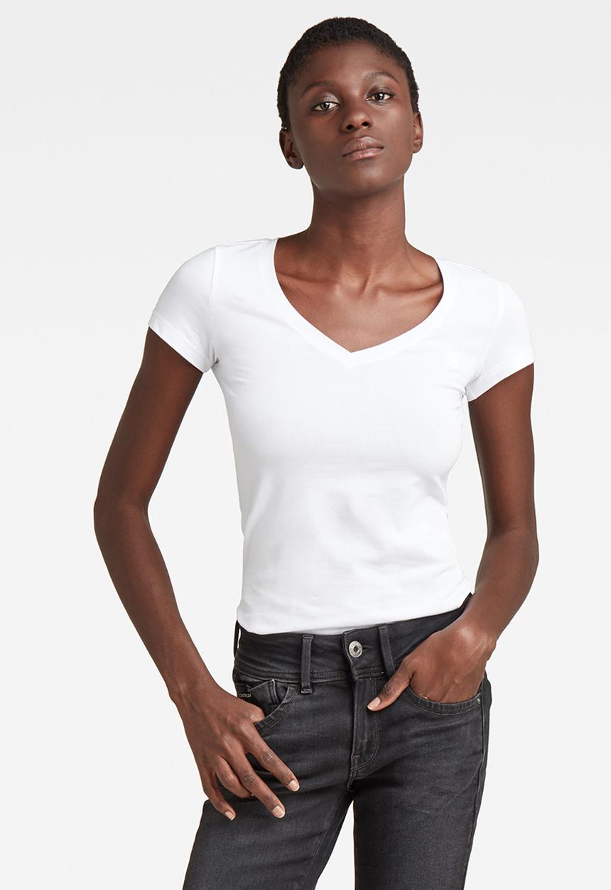 G-STAR - Base v-neck cap sleeve T-shirt - white