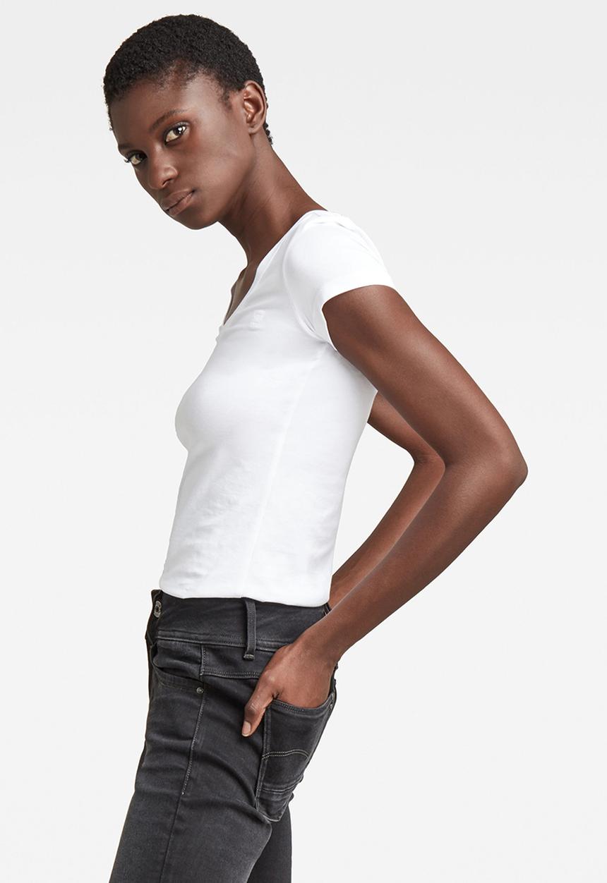 G-STAR - Base v-neck cap sleeve T-shirt - white