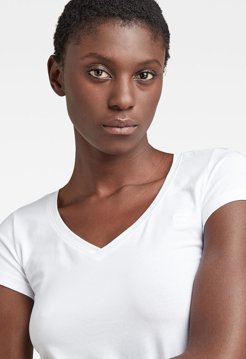 G-STAR - Base v-neck cap sleeve T-shirt - white
