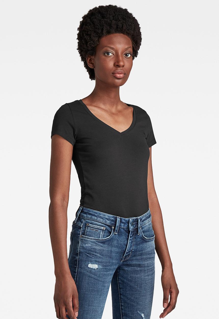 G-STAR - Base V-Neck Cap Sleeve Top - Black