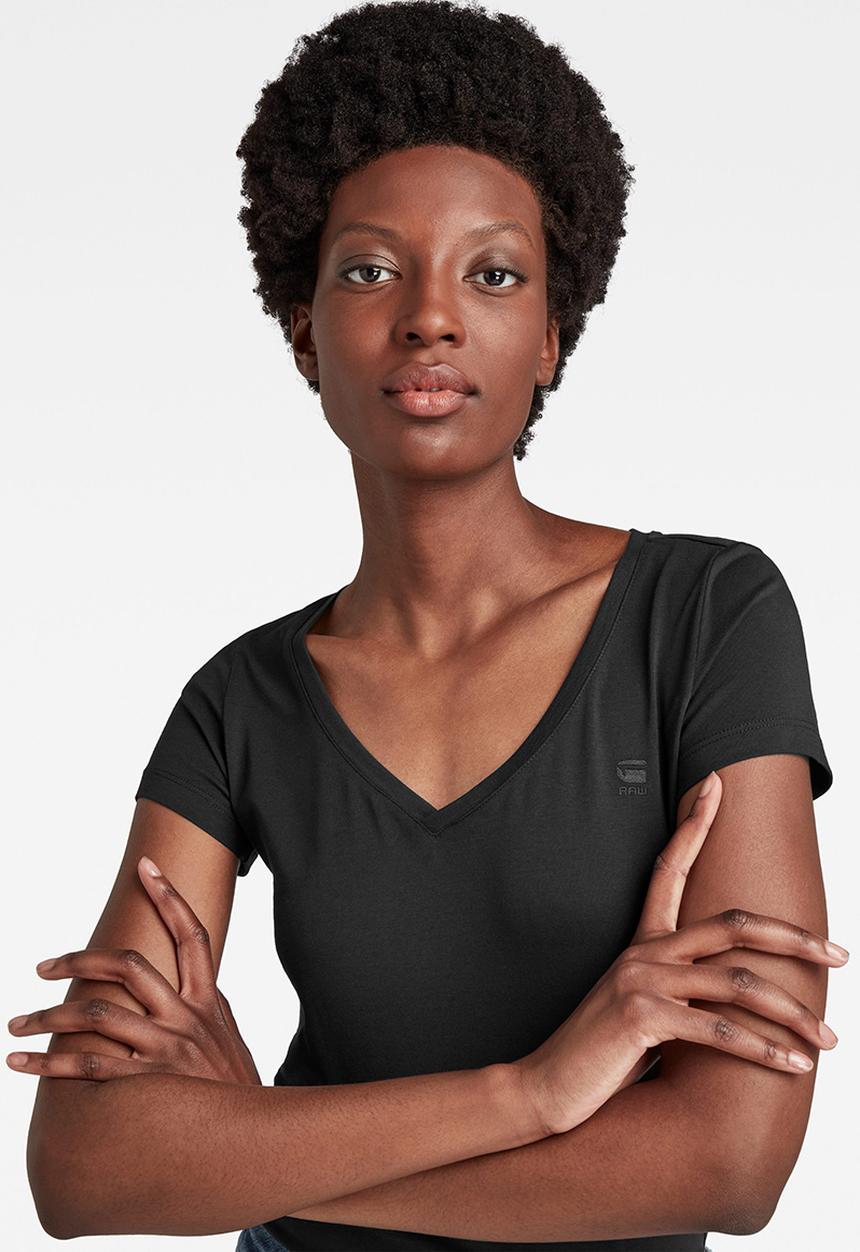 G-STAR - Base V-Neck Cap Sleeve Top - Black