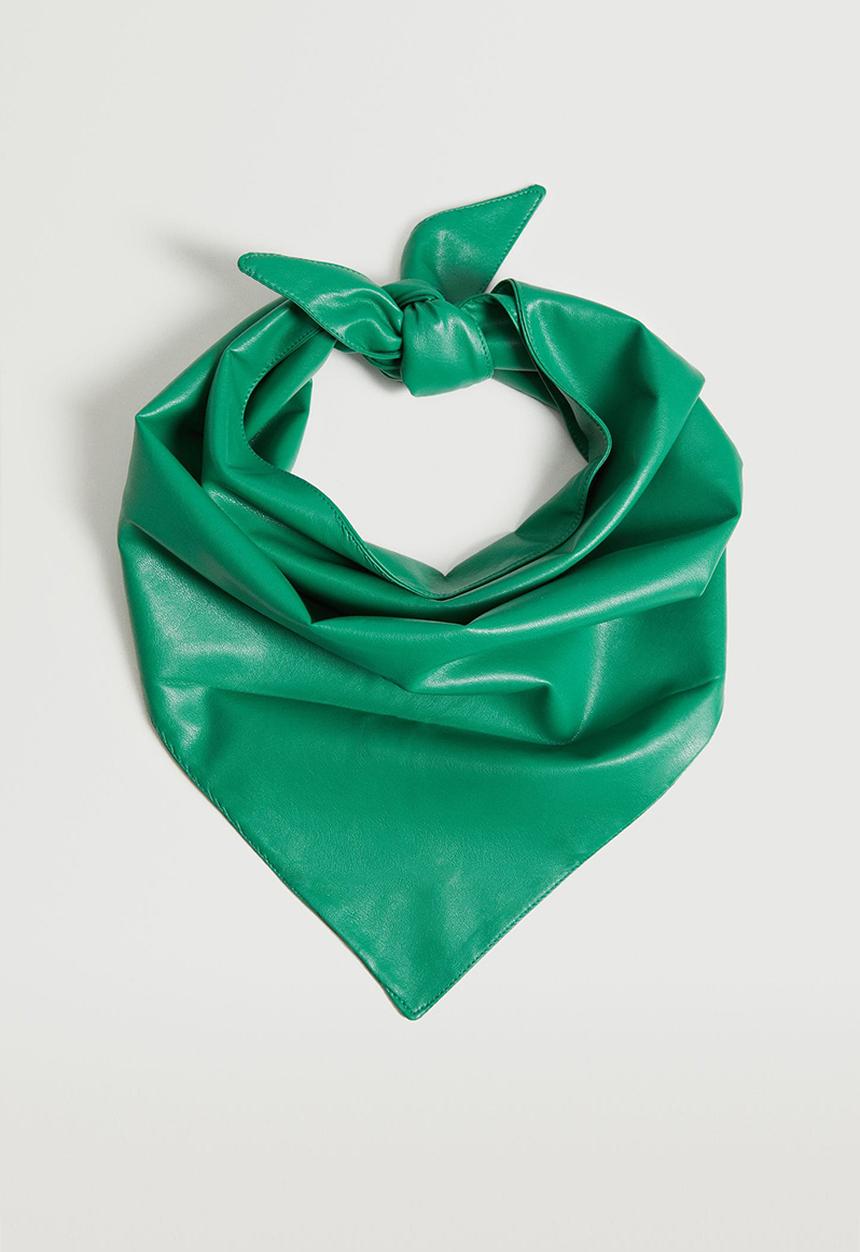 MANGO - Faux leather scarf - green