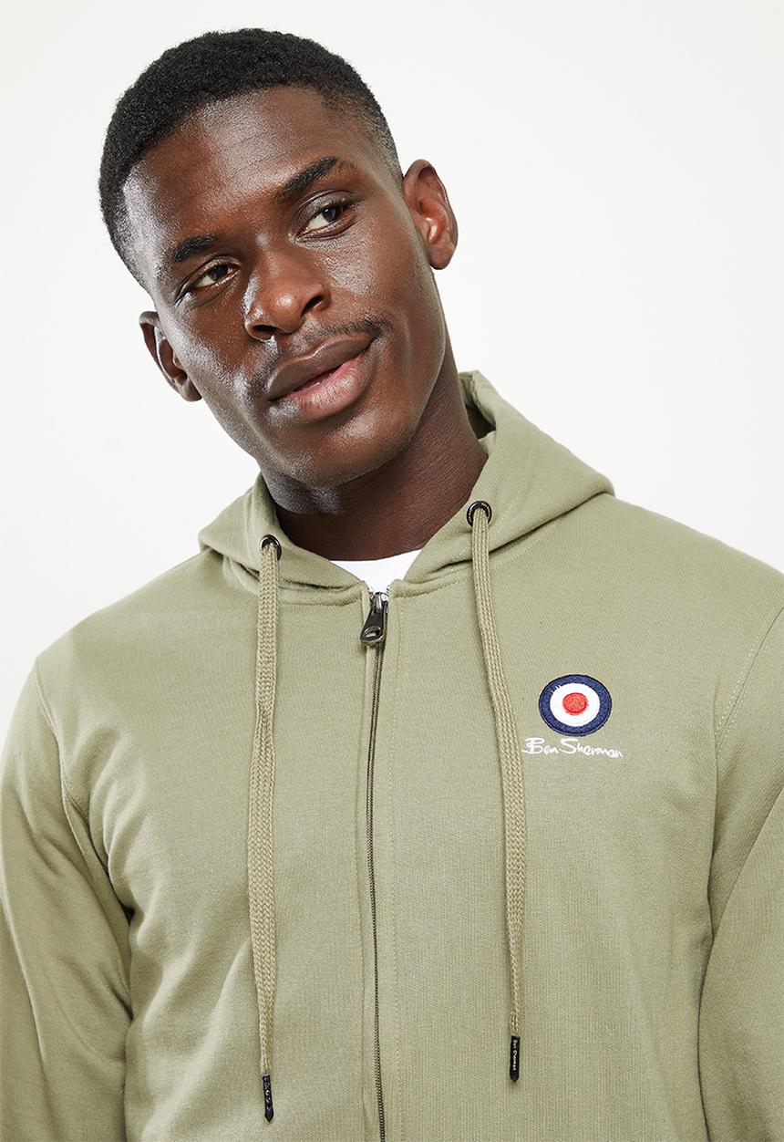 Ben Sherman - Target emb zip thru hoodie - olive