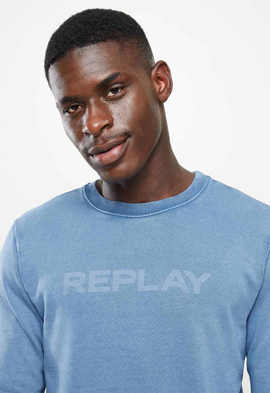 Replay - Essential logo crew sweat - light blue