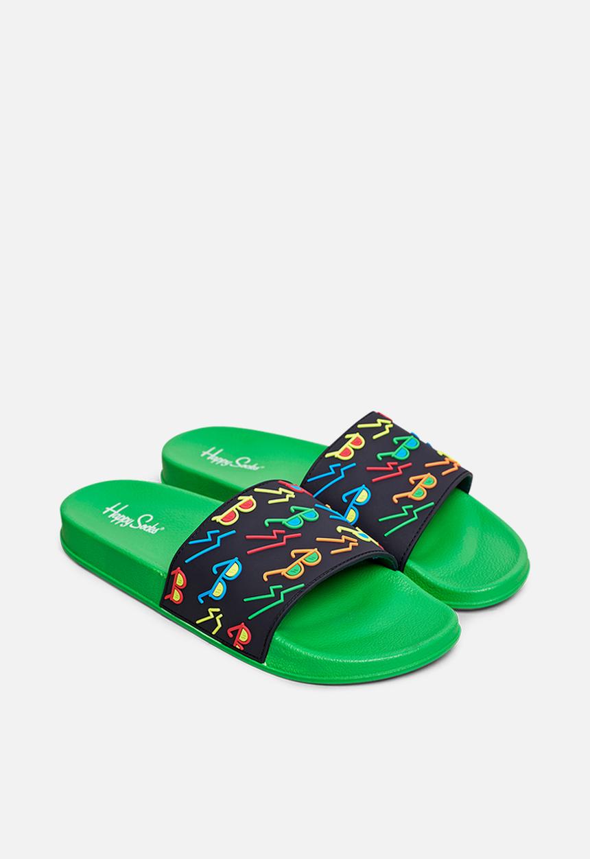 Happy Socks - Pool slider sunny days - green/black