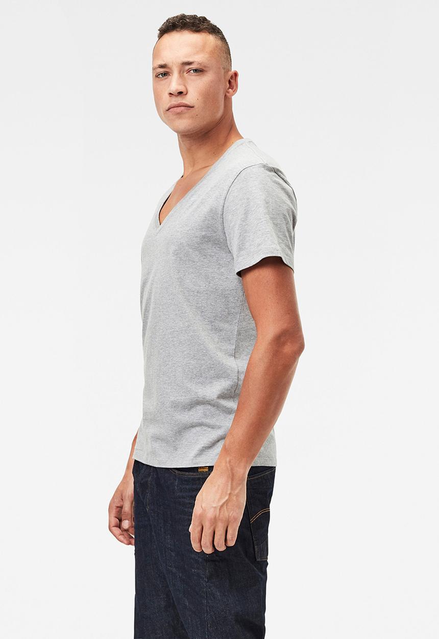 G-STAR - Base heather v-neck short sleeve tee 2 pack - grey heather 