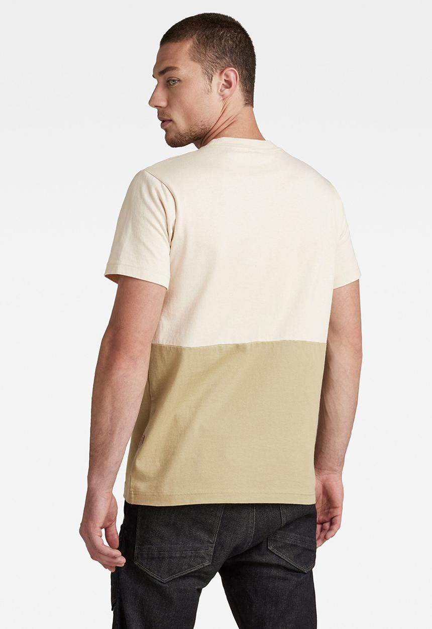 G-STAR - 7411 Cut & sewn tee - dark talc/light moss color block