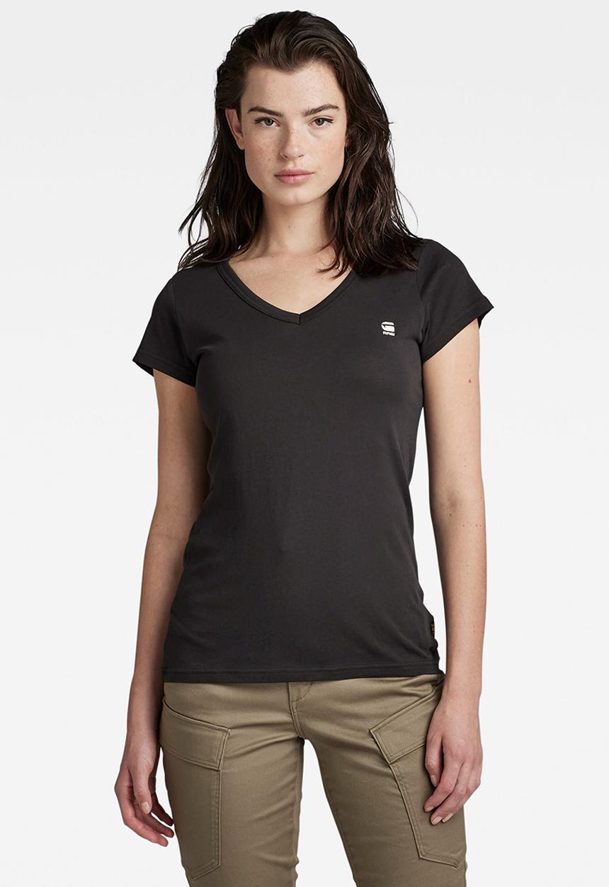 G-STAR - Eyben slim v-neck short sleeve - dark black