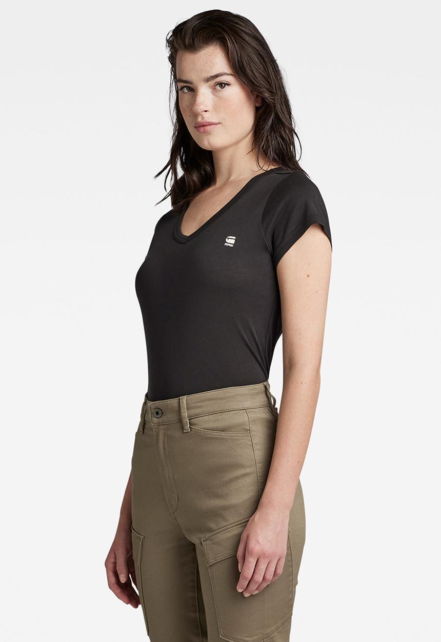 G-STAR - Eyben slim v-neck short sleeve - dark black