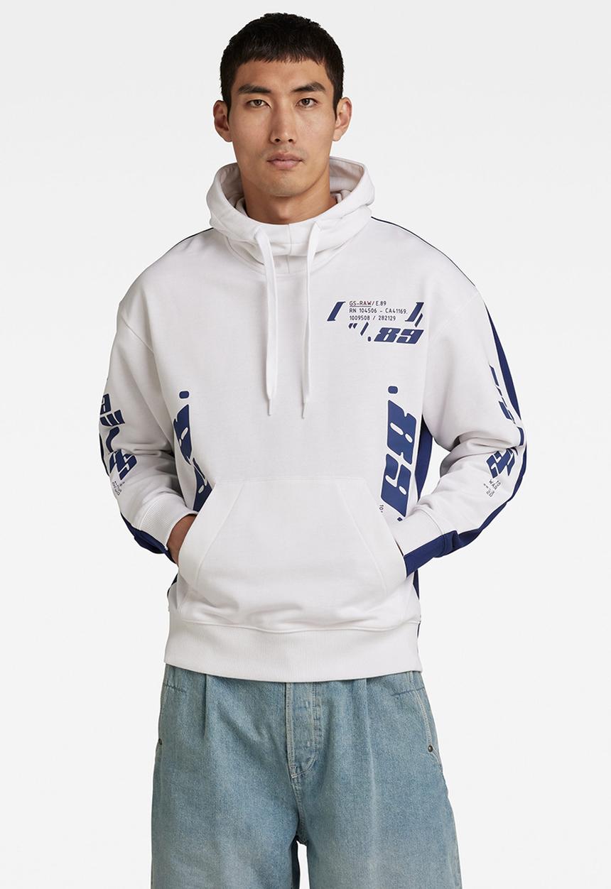 G-STAR - Sobiru loose hooded sweater - white/ballpen blue color block