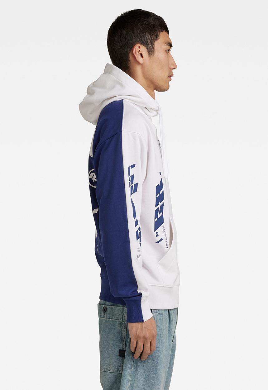 G-STAR - Sobiru loose hooded sweater - white/ballpen blue color block