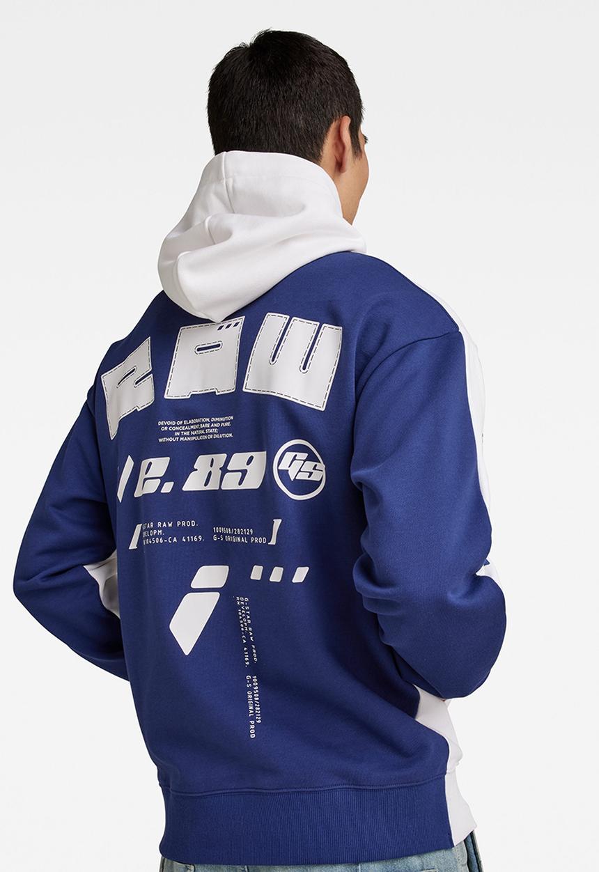 G-STAR - Sobiru loose hooded sweater - white/ballpen blue color block