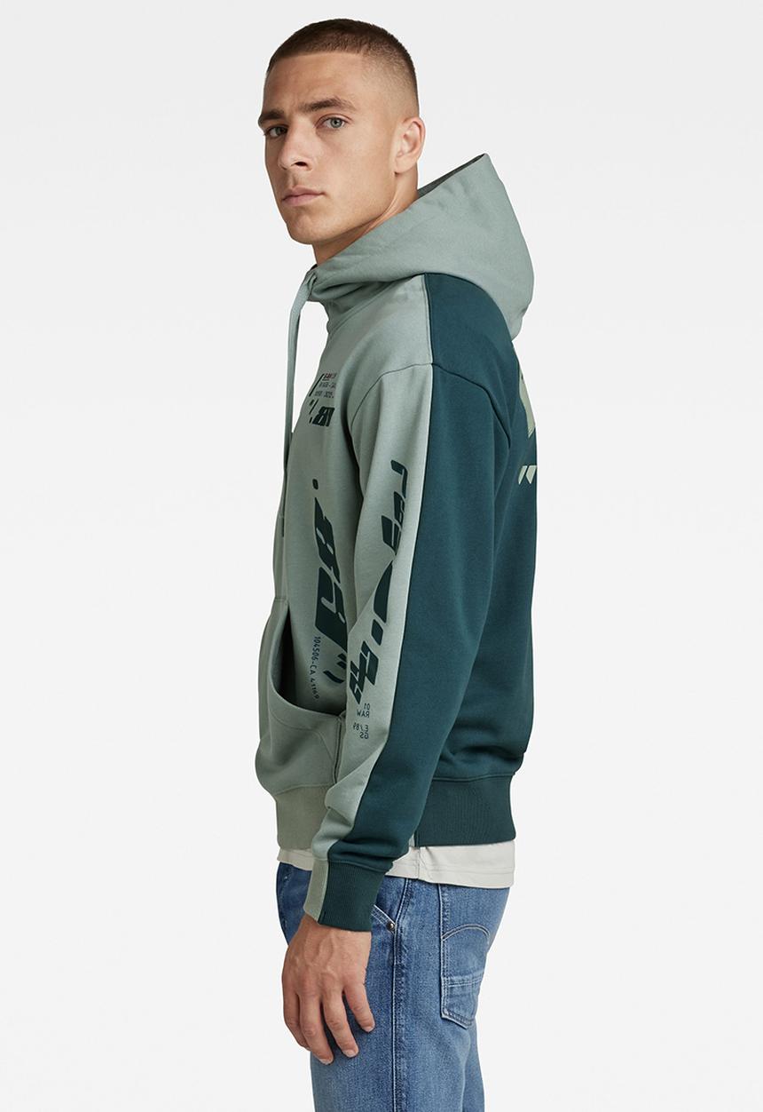 G-STAR - Sobiru loose hooded sweater - iceberg green/nitro color block