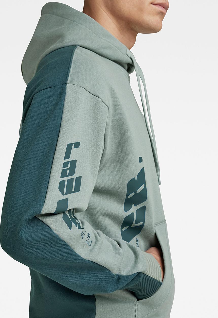 G-STAR - Sobiru loose hooded sweater - iceberg green/nitro color block