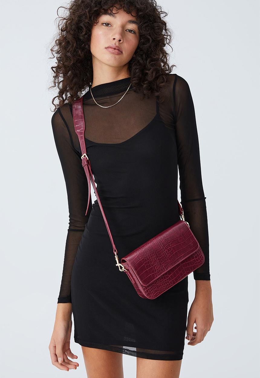 Rubi - Lexi cross textured body bag - burgundy