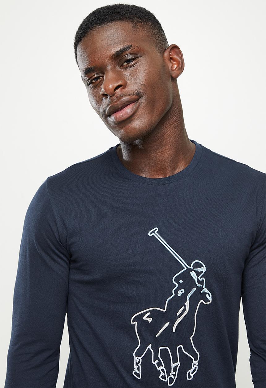 POLO - Men big pony long sleeve tee - navy