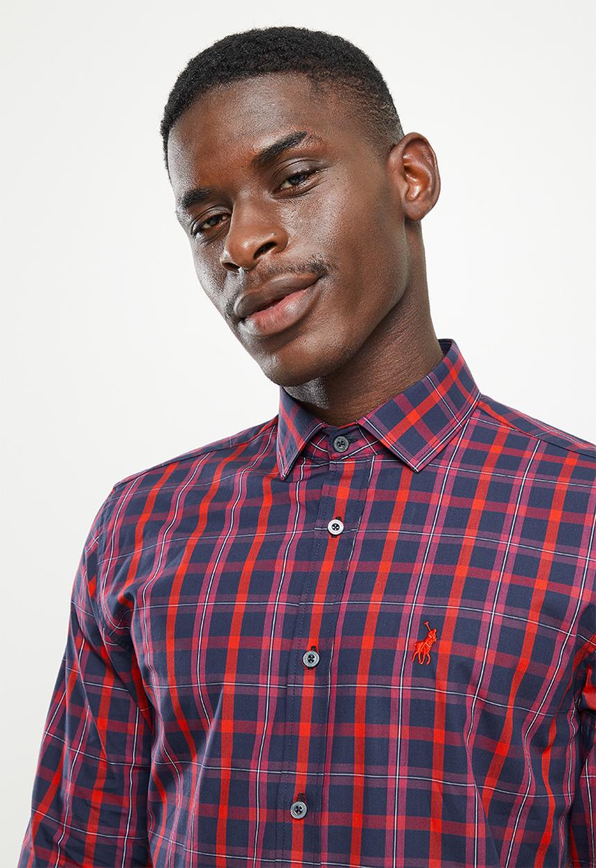 POLO - Men medium check long sleeve shirt - multi 