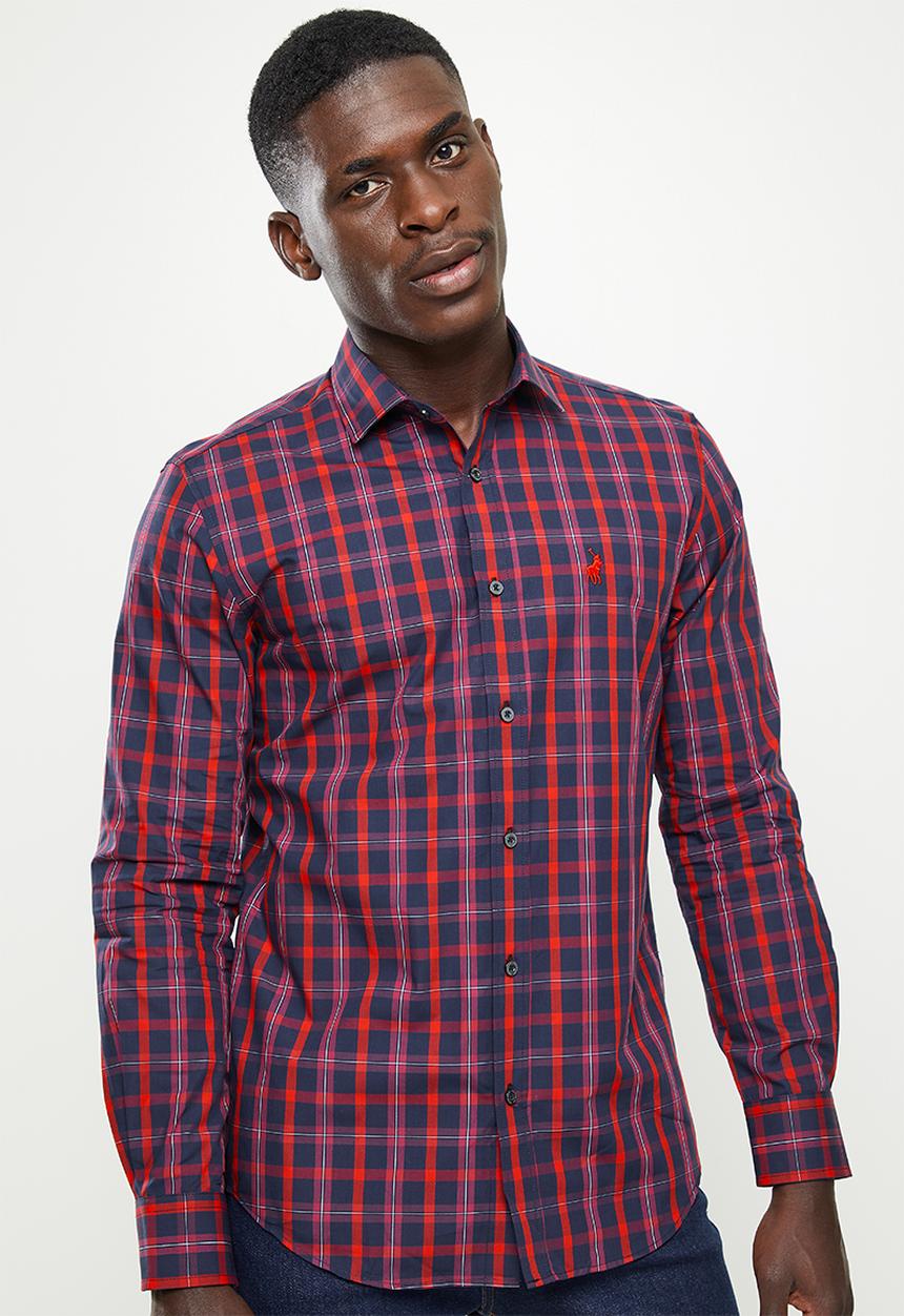 POLO - Men medium check long sleeve shirt - multi 
