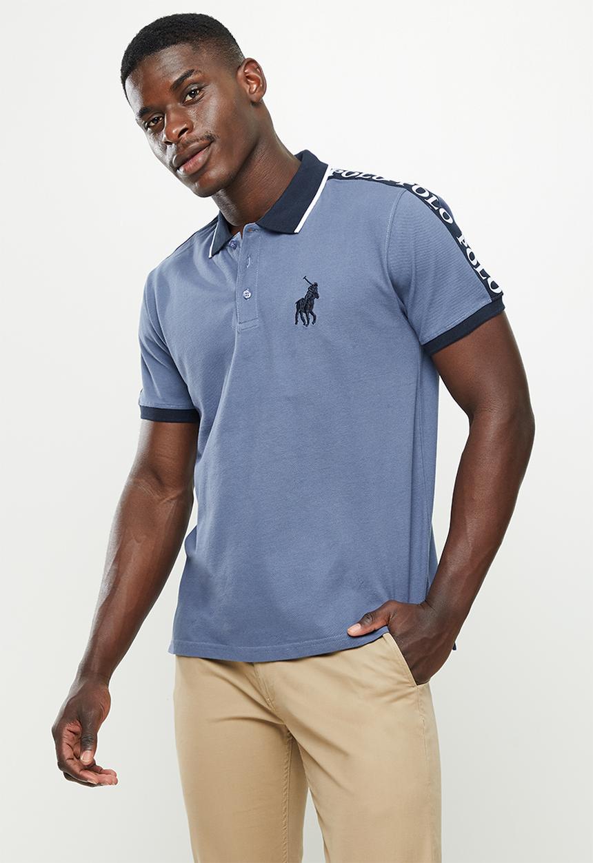 POLO - Mns taped big pony short sleeve golfer - blue