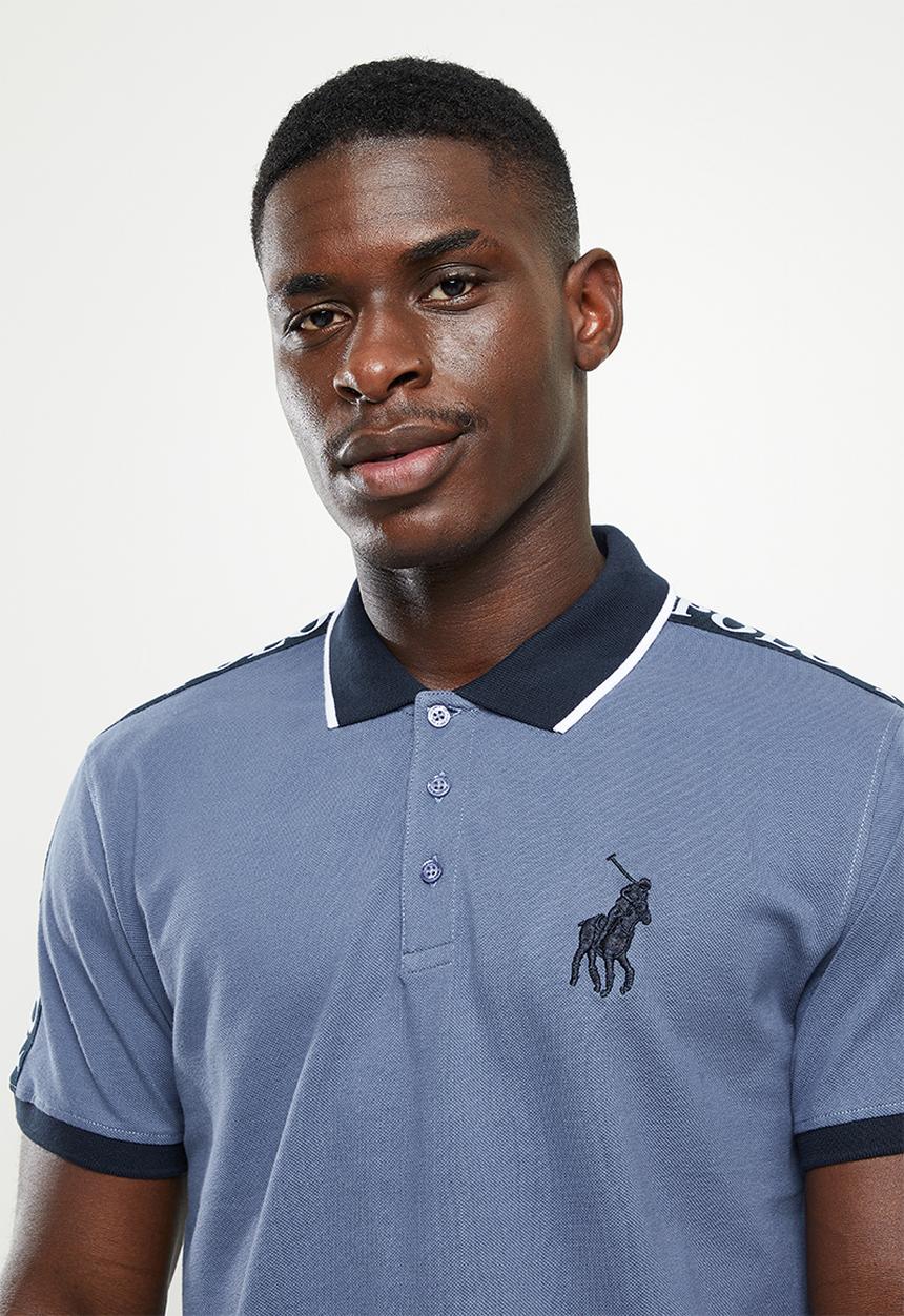 POLO - Mns taped big pony short sleeve golfer - blue