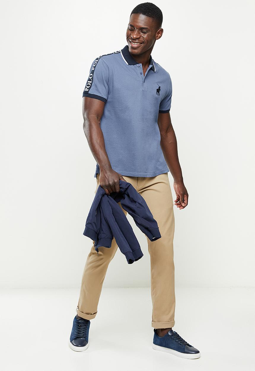 POLO - Mns taped big pony short sleeve golfer - blue