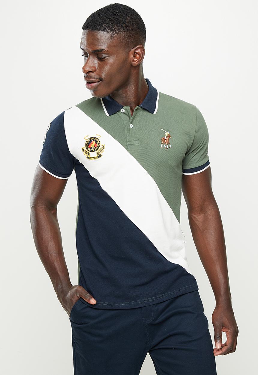 POLO - Mns colourblock rugby short sleeve golfer - green
