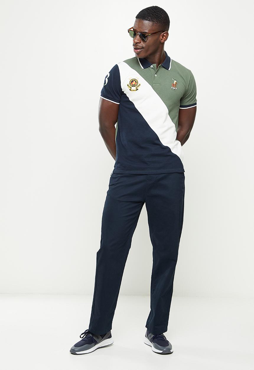 POLO - Mns colourblock rugby short sleeve golfer - green