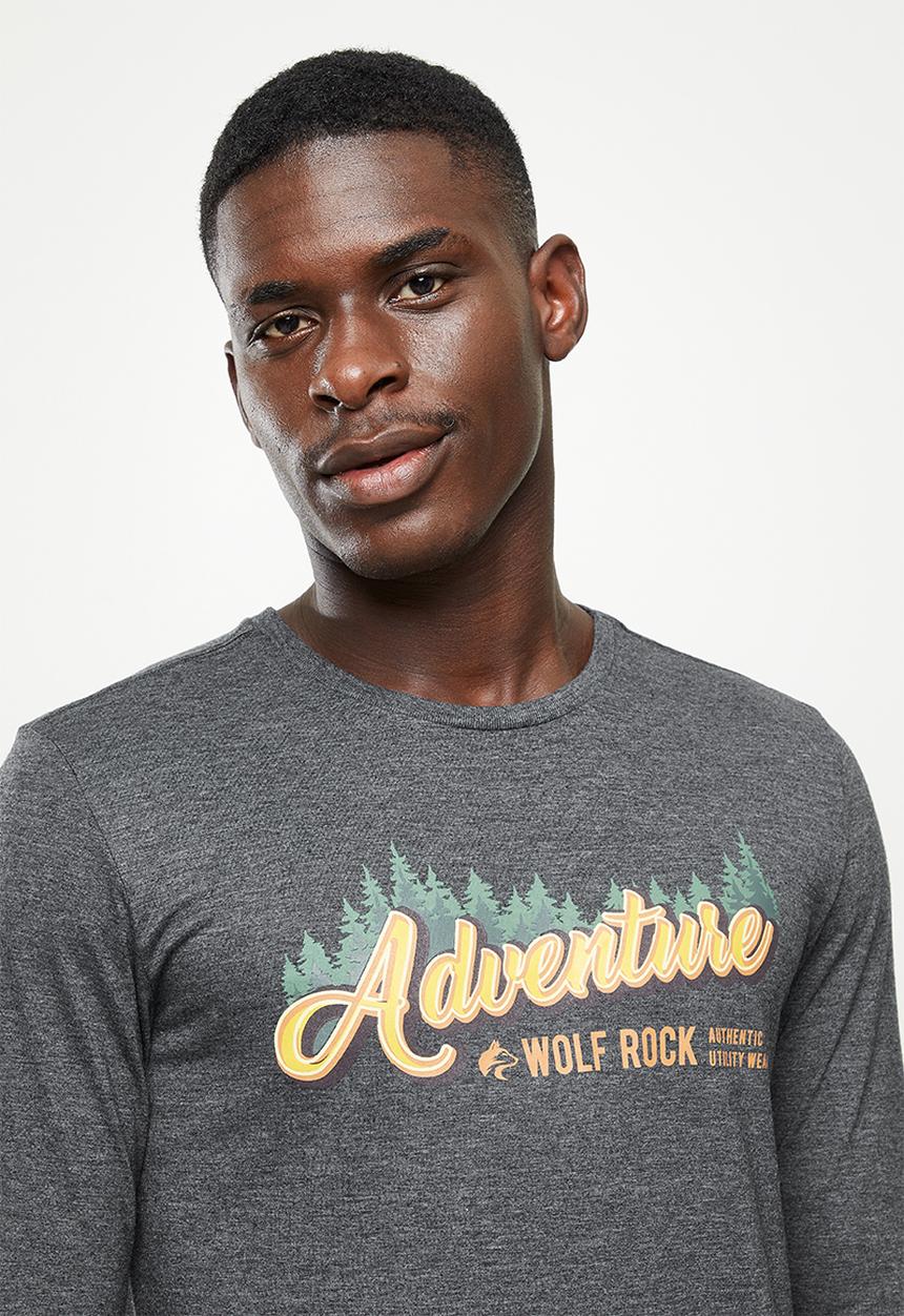Wolf Rock - In the woods long sleeve - charcoal melange
