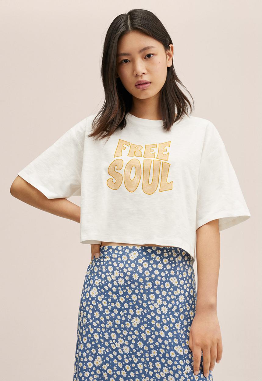 MANGO - T-shirt freesoul  - white