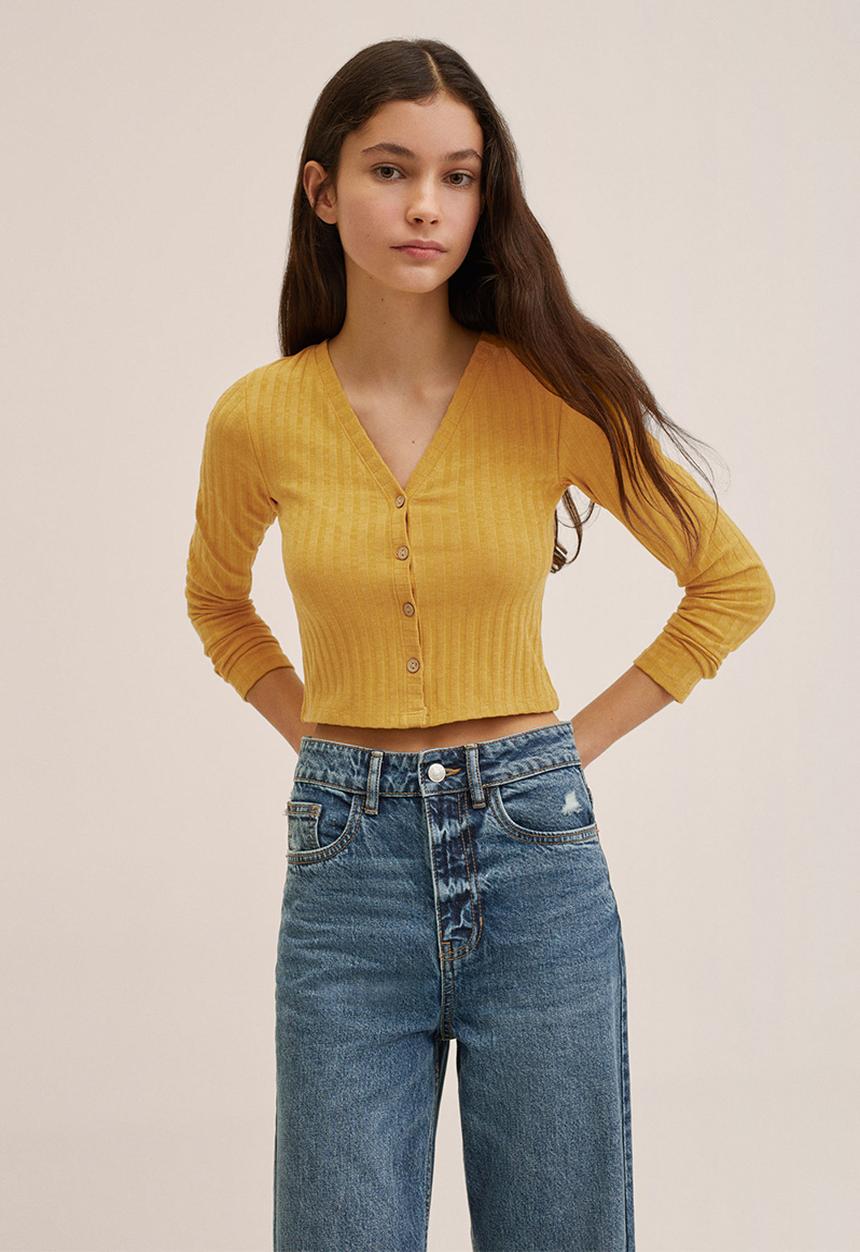 MANGO - T-shirt dhaka - yellow