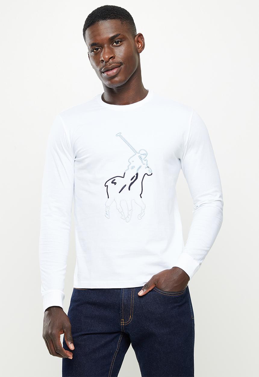 POLO - Men big pony long sleeve tee - white