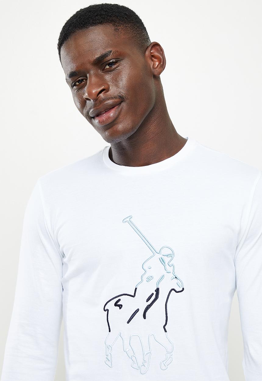 POLO - Men big pony long sleeve tee - white